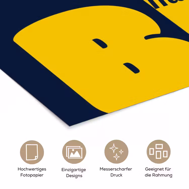 Think big - Blauw - Geel poster papier klein -tcloseup_DE