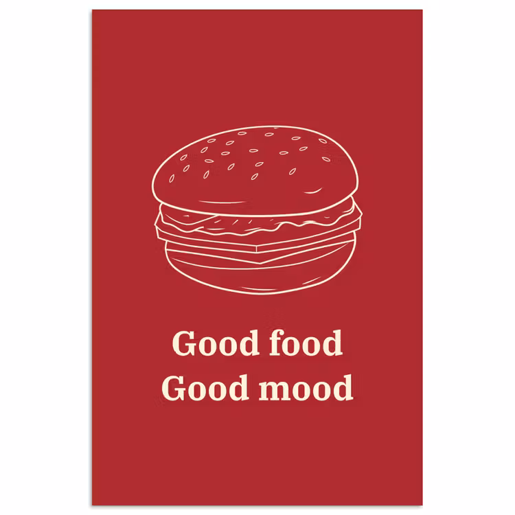 Dieprood - Lijntekening - Tekst - Hamburger poster papier klein -3d