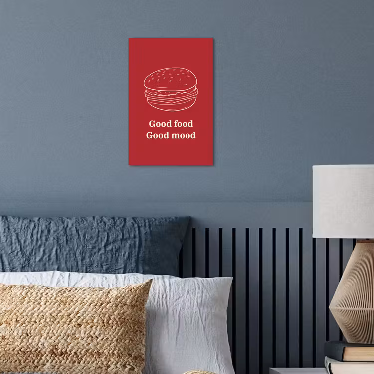 Dieprood - Lijntekening - Tekst - Hamburger poster papier klein -sfeer2
