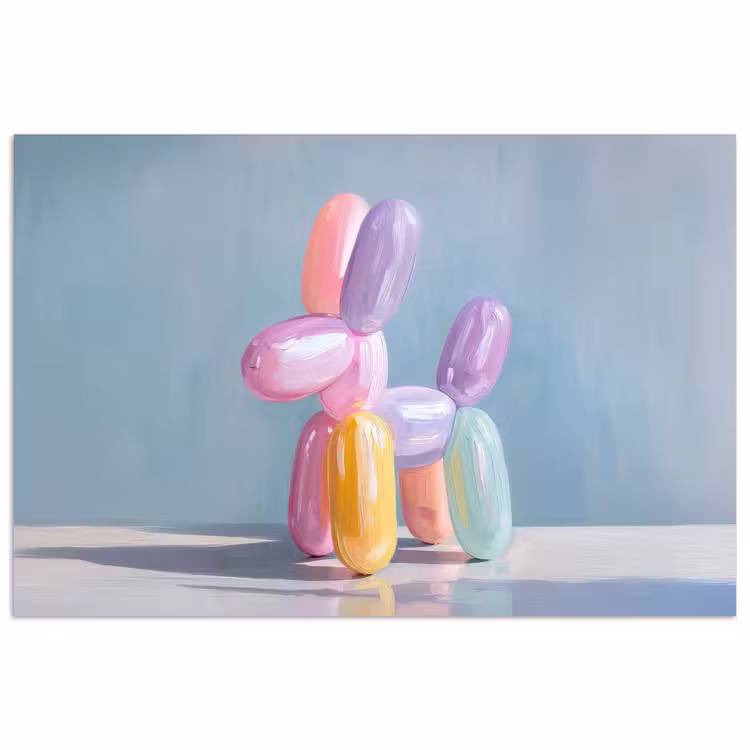 Dier - Ballon - Pasteltinten - Glanzend poster papier klein -3d