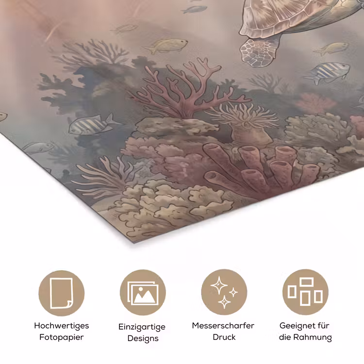 Dier - Onderwater - Oceaan - Illustratie - Zeeleven poster papier klein -tcloseup_DE