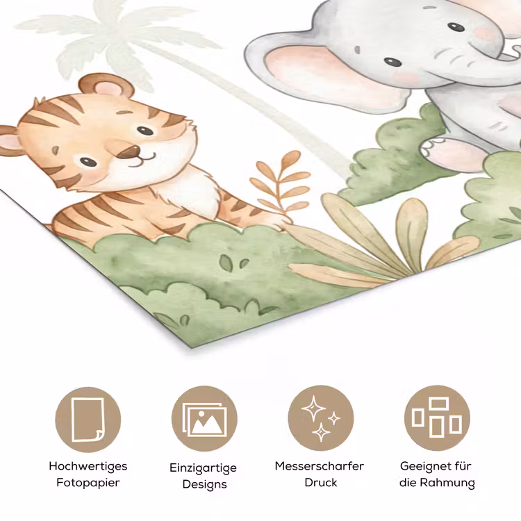 Dieren - Jungle - Pastel poster papier klein -tcloseup_DE