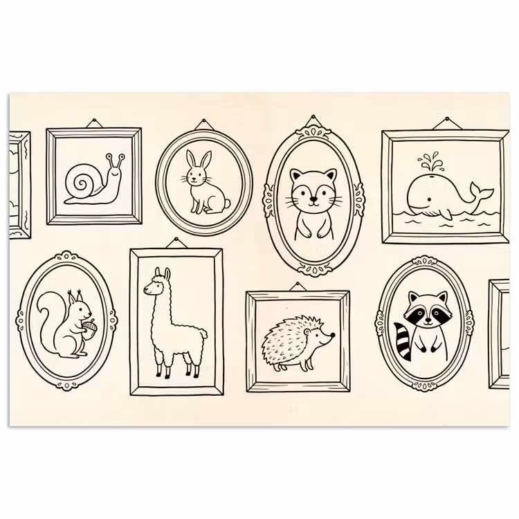 Dieren - Illustratie - Lijsten - Galerij - Speels poster papier klein -3d