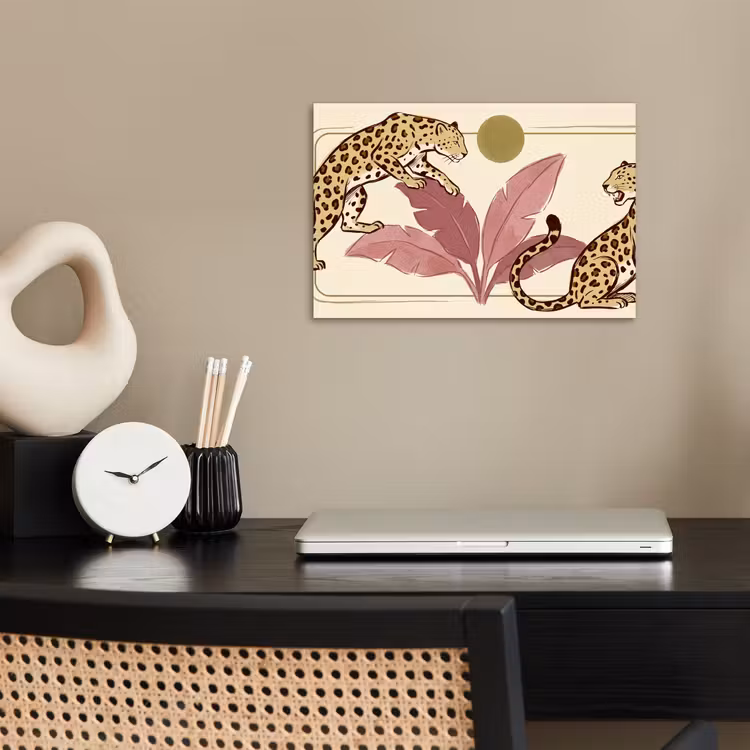 Dieren - Kat - Jungle - Illustratie - Beige poster papier klein -sfeer1