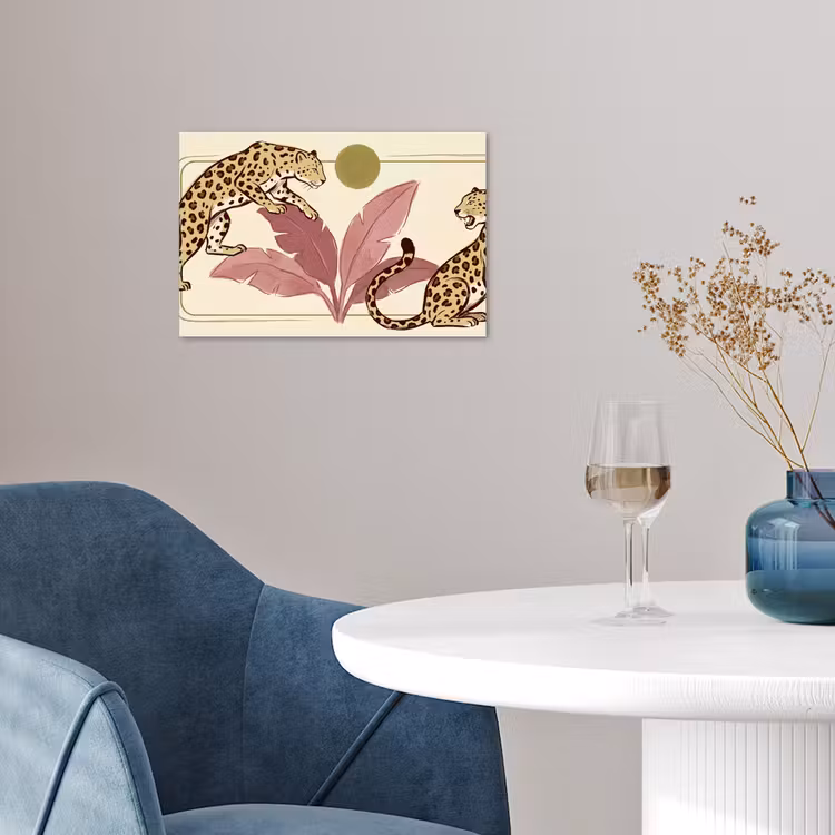 Dieren - Kat - Jungle - Illustratie - Beige poster papier klein -sfeer3