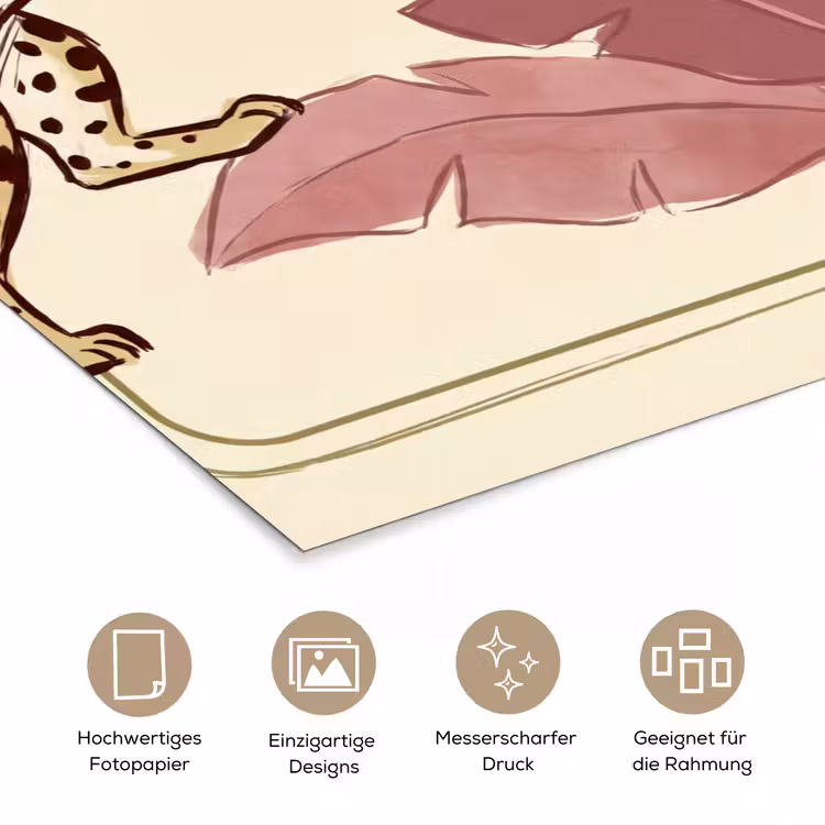 Dieren - Kat - Jungle - Illustratie - Beige poster papier klein -tcloseup_DE