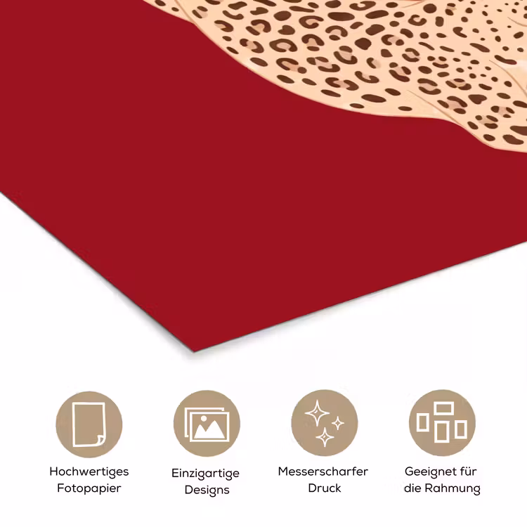 Dieren - Luipaard - Abstract - Rood - Modern poster papier klein -tcloseup_DE