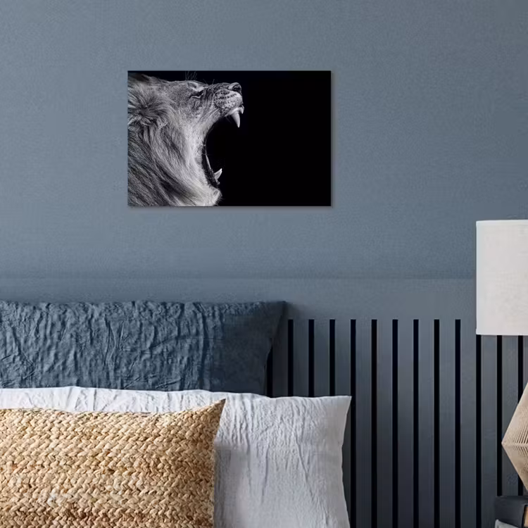Dieren - Leeuw - Zwart - Wit - Portret poster papier klein -sfeer2