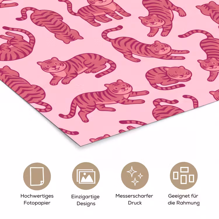 Dieren - Patroon - Roze - Speels - Cartoon poster papier klein -tcloseup_DE