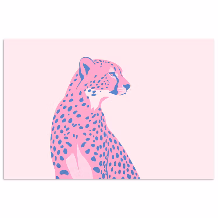 Dieren - Profiel - Abstract - Roze - Blauw poster papier klein -3d