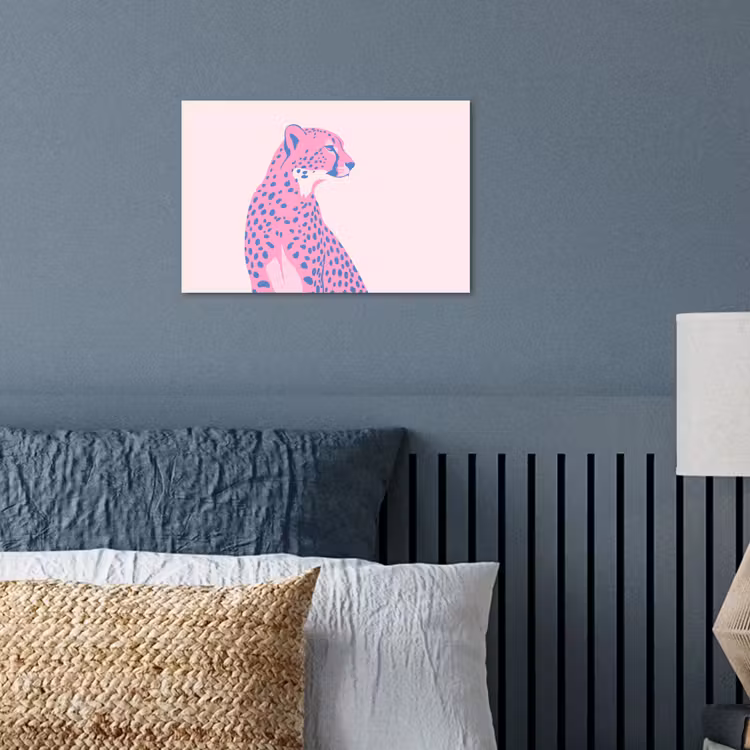 Dieren - Profiel - Abstract - Roze - Blauw poster papier klein -sfeer2