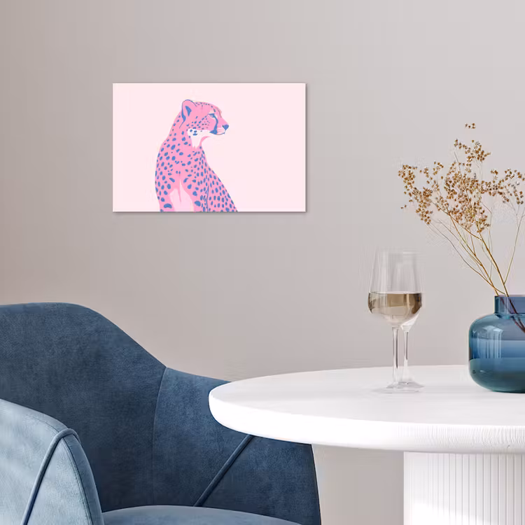 Dieren - Profiel - Abstract - Roze - Blauw poster papier klein -sfeer3