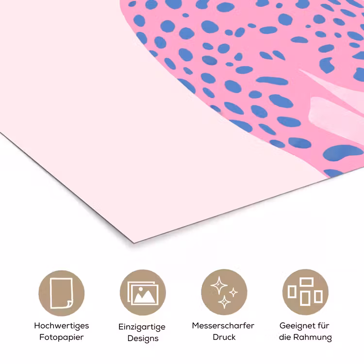 Dieren - Profiel - Abstract - Roze - Blauw poster papier klein -tcloseup_DE