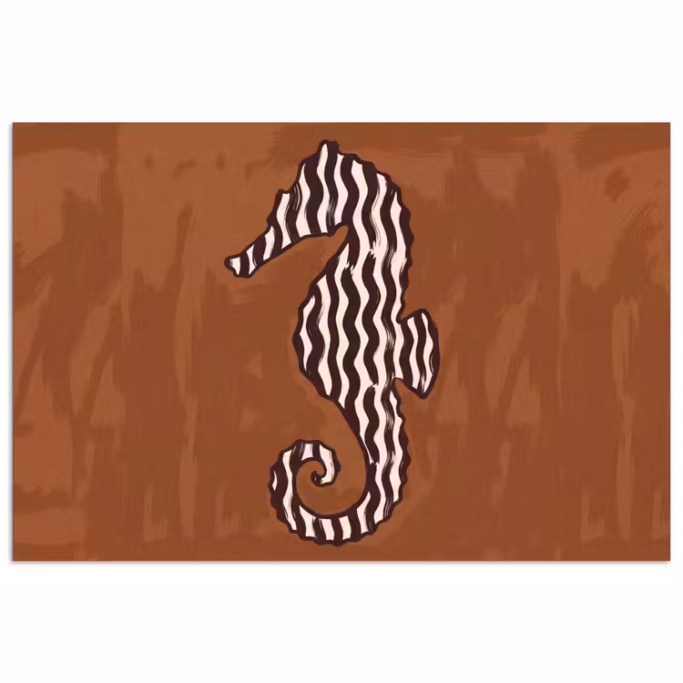 Dieren - Zeepaardje - Abstract - Bruin - Strepen poster papier klein -3d