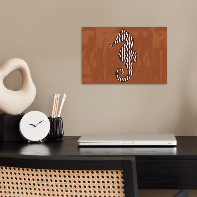 Dieren - Zeepaardje - Abstract - Bruin - Strepen poster papier klein -sfeer1