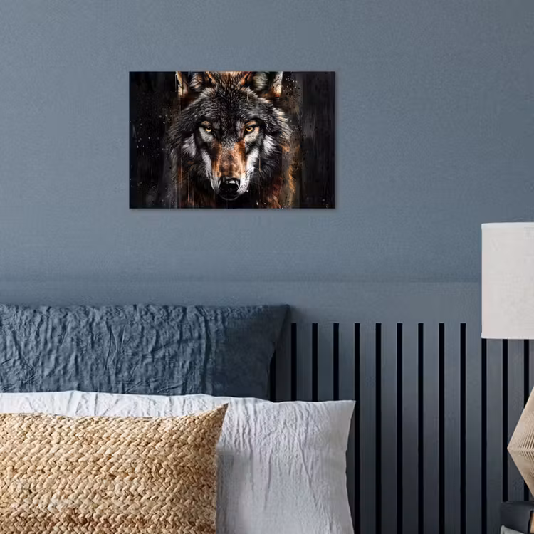 Dieren - Wolf - Portret - Zwart - Bruin poster papier klein -sfeer2