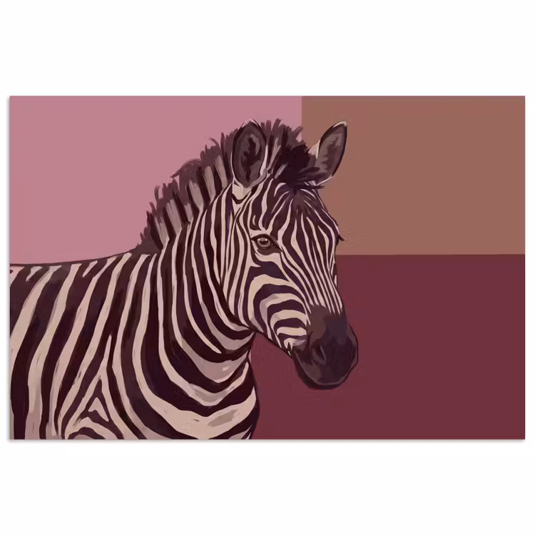 Dieren - Zebrahoofd - Wildlife - Modern - Bruin poster papier klein -3d