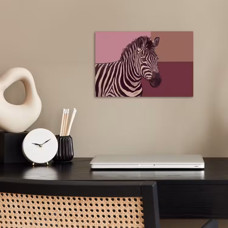 Dieren - Zebrahoofd - Wildlife - Modern - Bruin poster papier klein -sfeer1