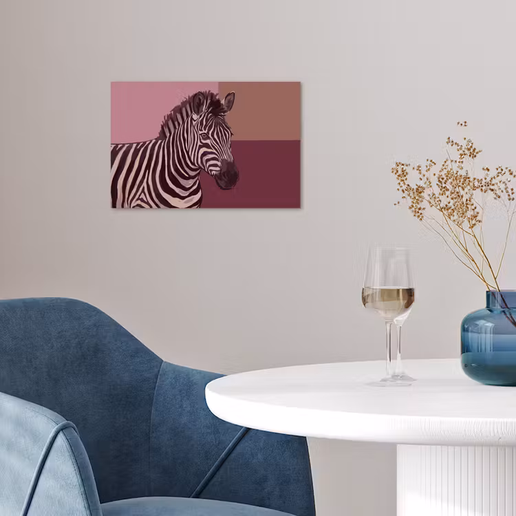 Dieren - Zebrahoofd - Wildlife - Modern - Bruin poster papier klein -sfeer3