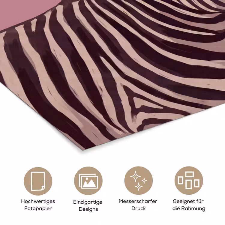 Dieren - Zebrahoofd - Wildlife - Modern - Bruin poster papier klein -tcloseup_DE