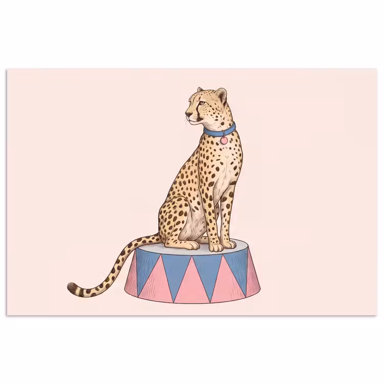 Dieren - Circus - Illustratie - Vintage - Roze poster papier klein -3d