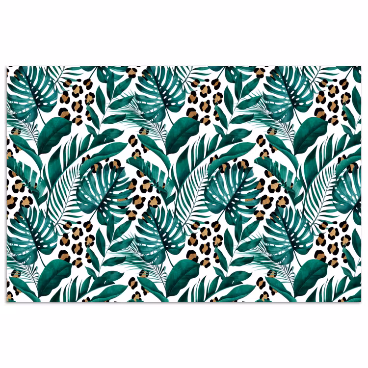 Dierenprint - Panter - Bladeren - Tropisch - Jungle poster papier klein -3d
