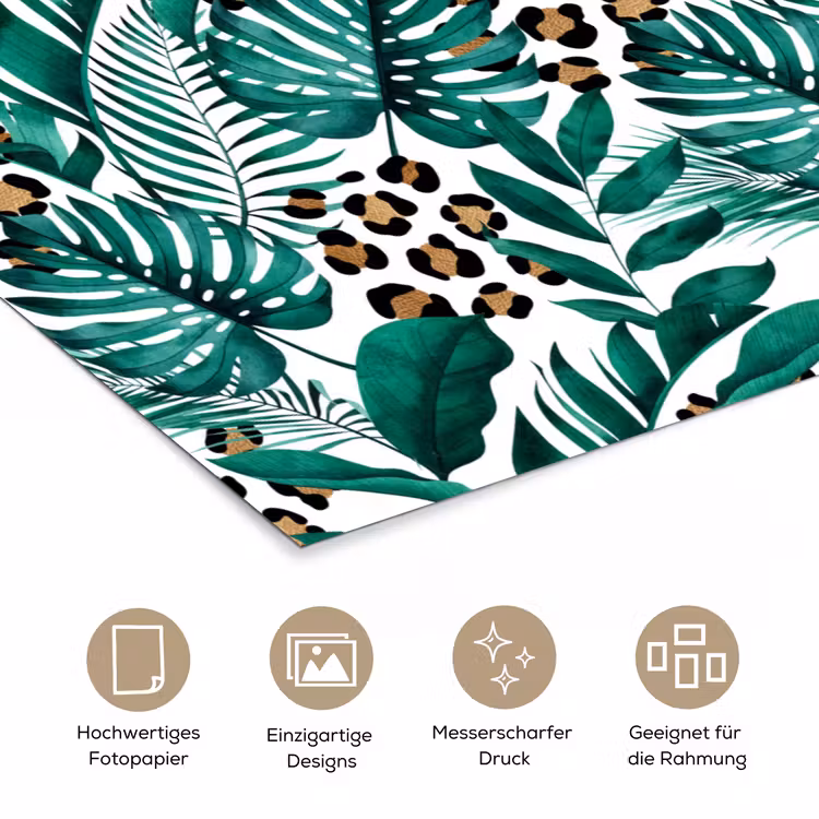 Dierenprint - Panter - Bladeren - Tropisch - Jungle poster papier klein -tcloseup_DE