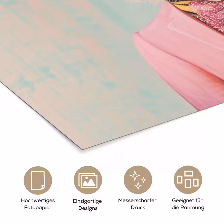 Tijger - Strik - Jasje - Roze poster papier klein -tcloseup_DE