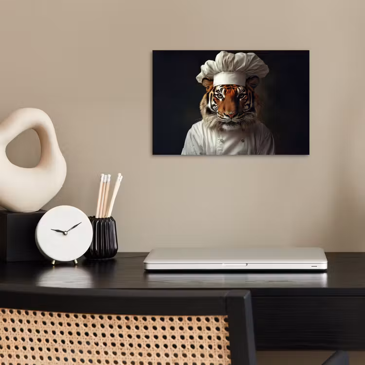 Tijger - Kokskleding - Bruin poster papier klein -sfeer1