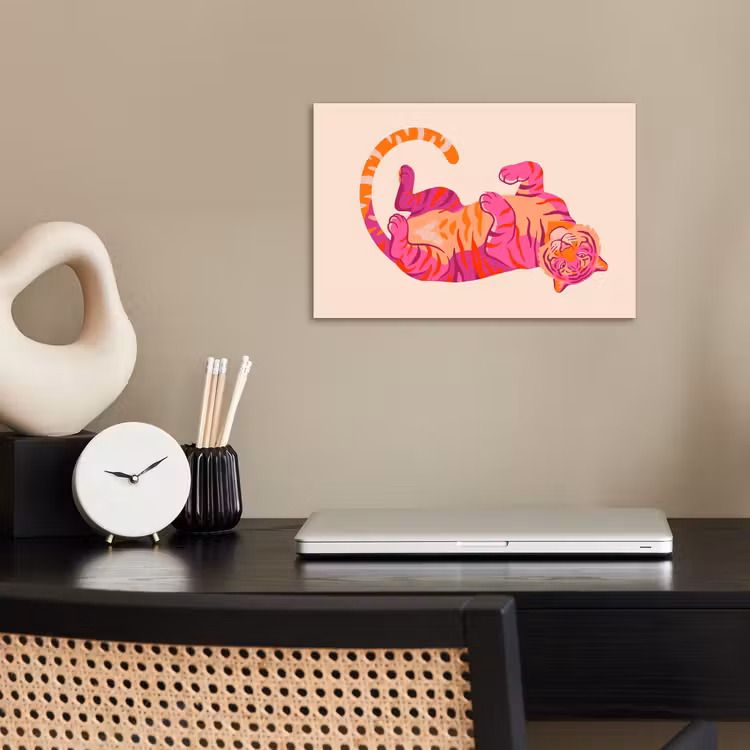 Tijger - Roze - Oranje poster papier klein -sfeer1