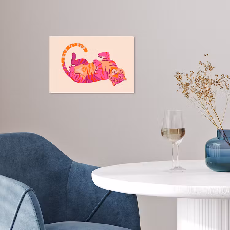 Tijger - Roze - Oranje poster papier klein -sfeer3