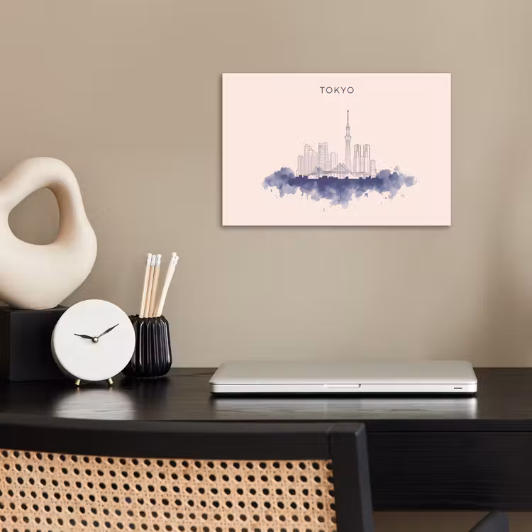 Tokyo - Skyline - Stad - Abstract - Blauw poster papier klein -sfeer1