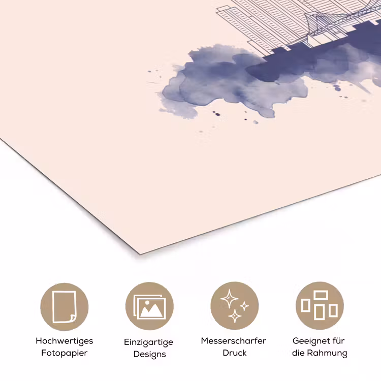 Tokyo - Skyline - Stad - Abstract - Blauw poster papier klein -tcloseup_DE