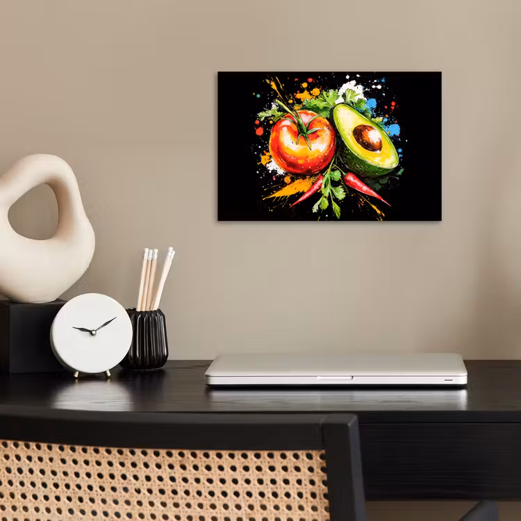 Tomaat - Avocado - Peper - Graffiti - Verf - Modern poster papier klein -sfeer1