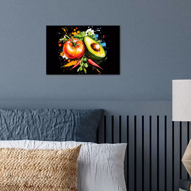 Tomaat - Avocado - Peper - Graffiti - Verf - Modern poster papier klein -sfeer2
