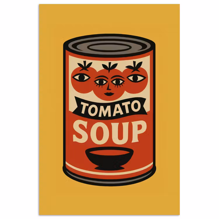 Tomatensoep - Gezichtje - Illustratie - Rood poster papier klein -3d