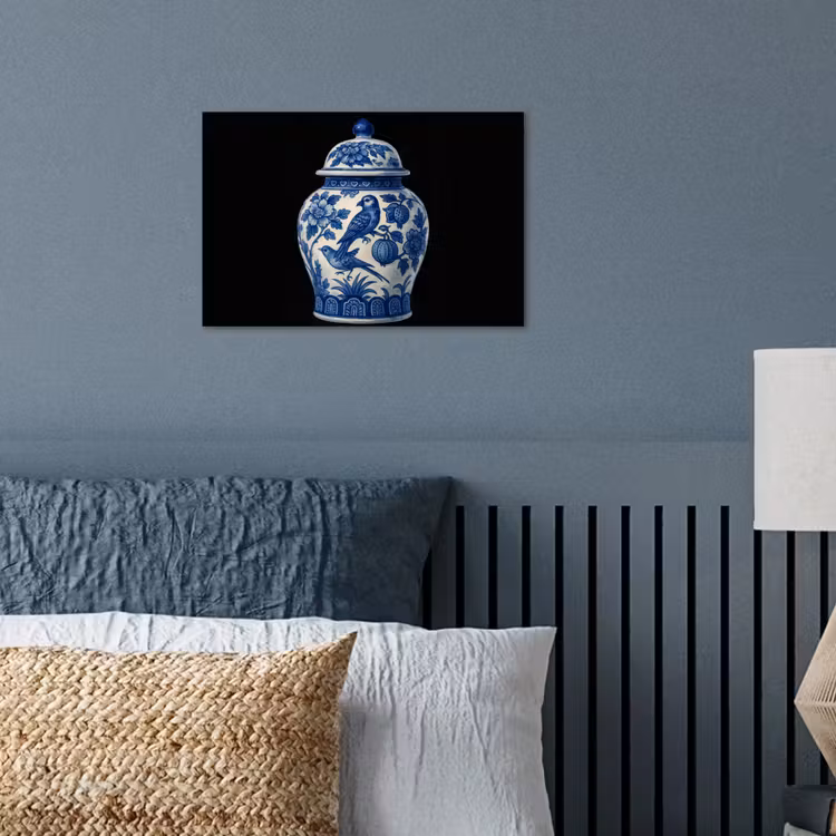 Pot - Delfts Blauw - Bloemen poster papier klein -sfeer2