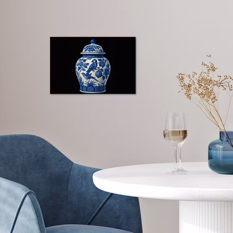 Pot - Delfts Blauw - Bloemen poster papier klein -sfeer3