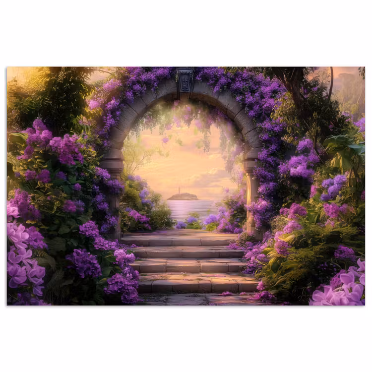 Poort - Paars - Bloemen poster papier klein -3d
