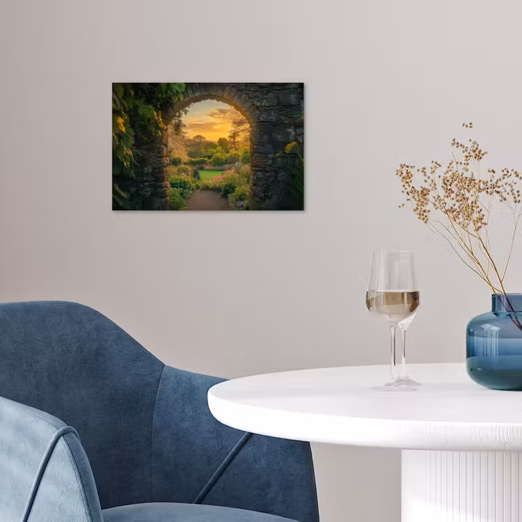 Poort - Planten - Zonsondergang poster papier klein -sfeer3