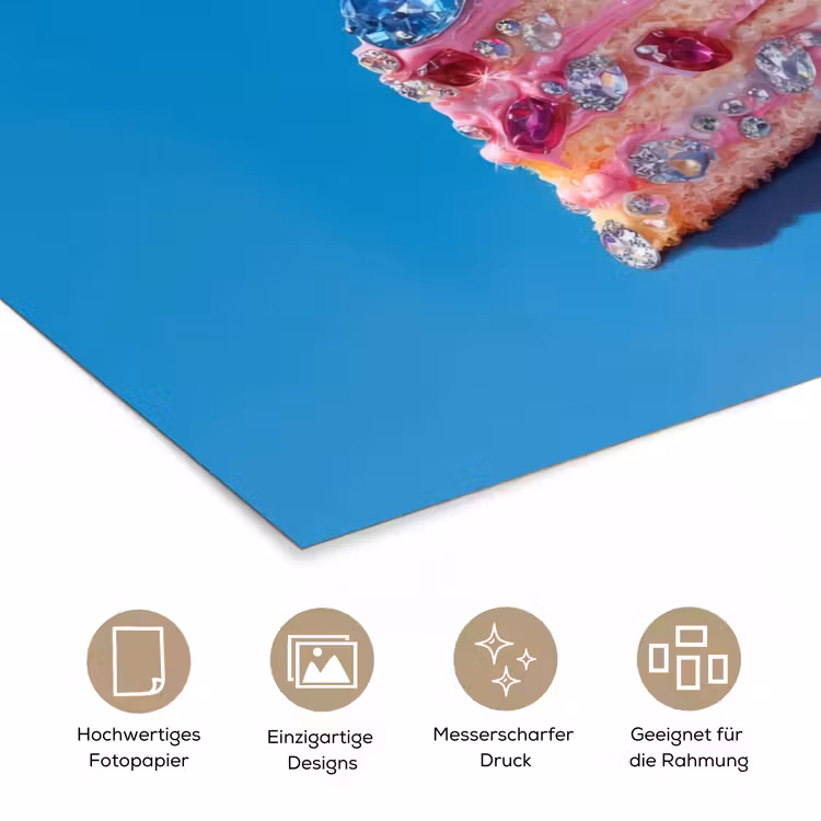 Taart - Edelstenen - Glitters - Roze poster papier klein -tcloseup_DE