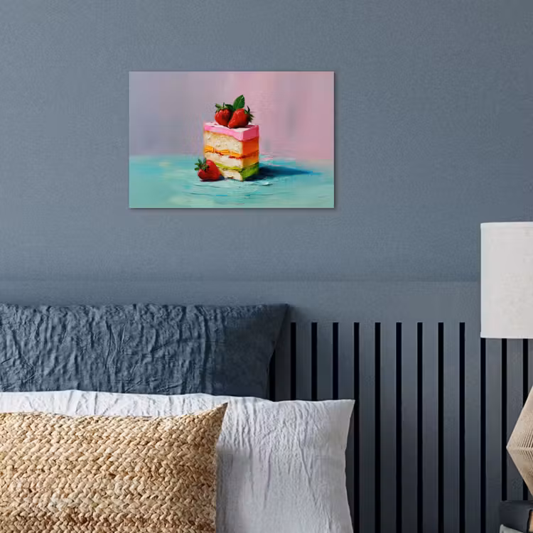 Taartje - Aardbeien - Glazuur - Kleurrijk poster papier klein -sfeer2
