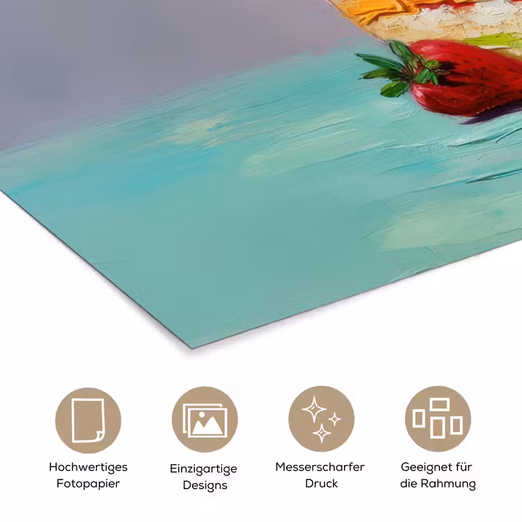 Taartje - Aardbeien - Glazuur - Kleurrijk poster papier klein -tcloseup_DE