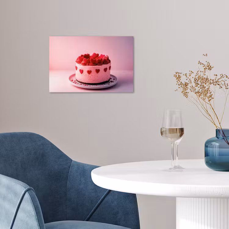 Taart - Hart - Roze poster papier klein -sfeer3