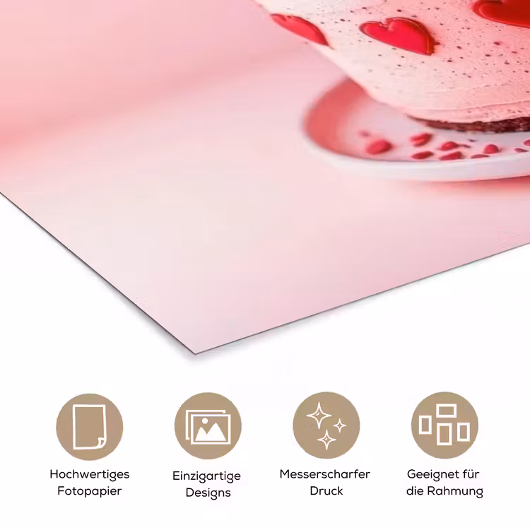Taart - Hart - Roze poster papier klein -tcloseup_DE