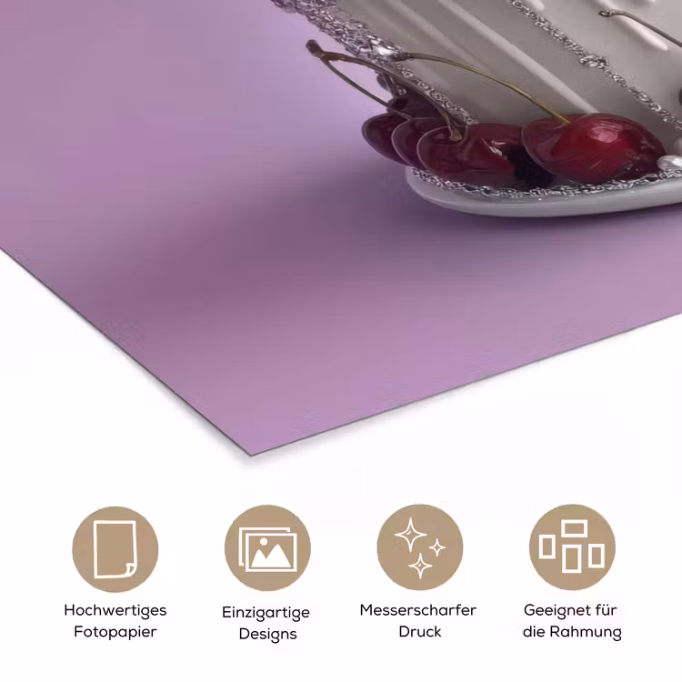 Taart - Kersen - Juwelen - Rood poster papier klein -tcloseup_DE