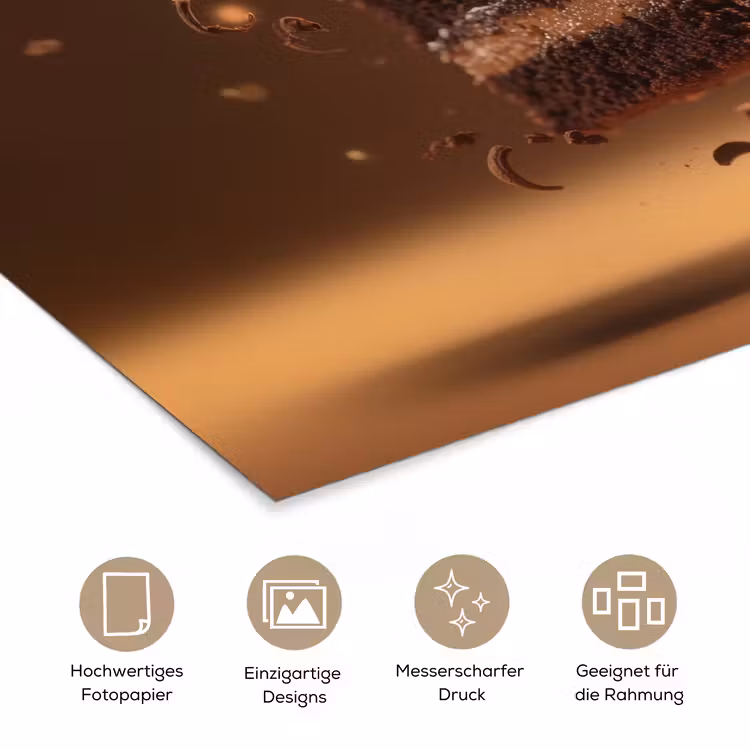 Taart - Chocolade - Eten - Brownie poster papier klein -tcloseup_DE