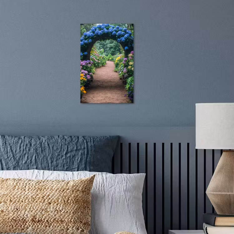 Doorkijk - Bloemen - Hortensia - Pad poster papier klein -sfeer2