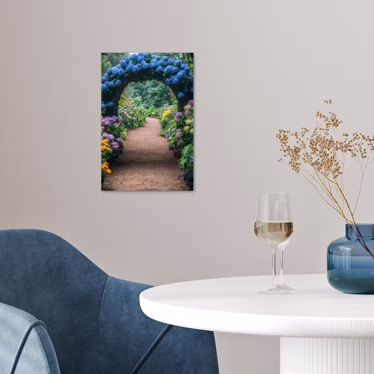 Doorkijk - Bloemen - Hortensia - Pad poster papier klein -sfeer3