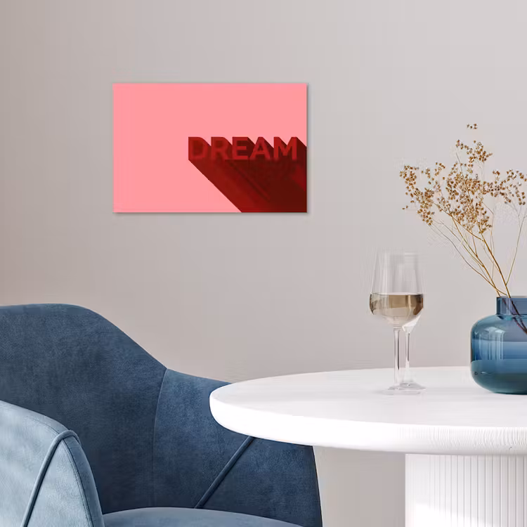 Dream - 3D - Rood - Roze poster papier klein -sfeer3